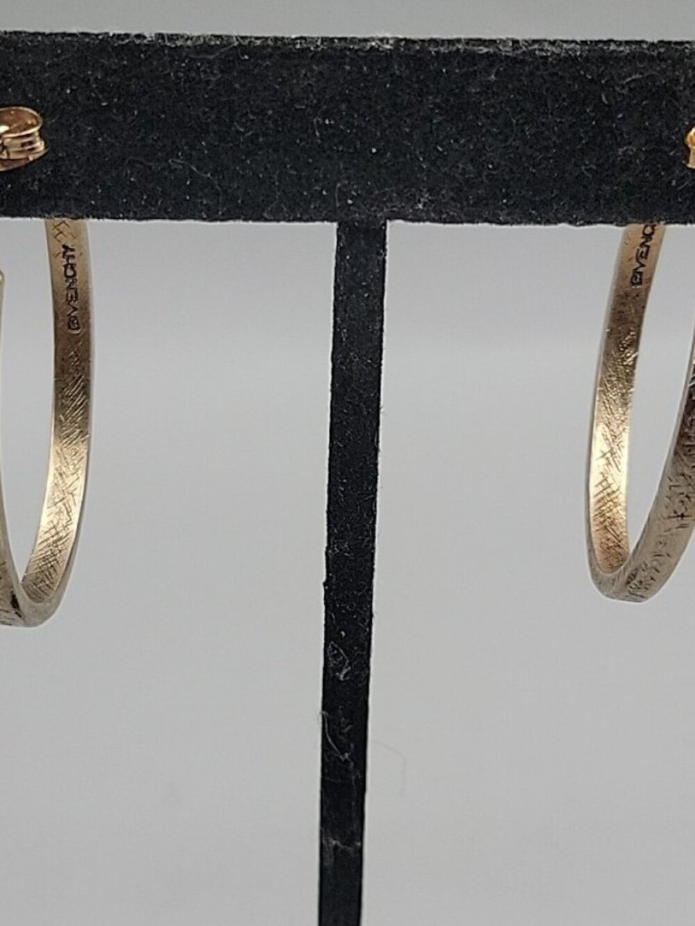 Vintage Givenchy AB Swarovski Crystal Pave Hoop Earrings Gold Plated 1990s 1.5" - Picture 10 of 15
